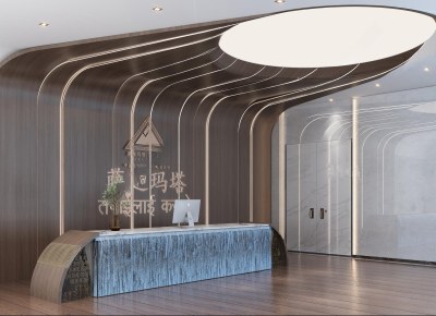 现代酒店前台3D模型下载